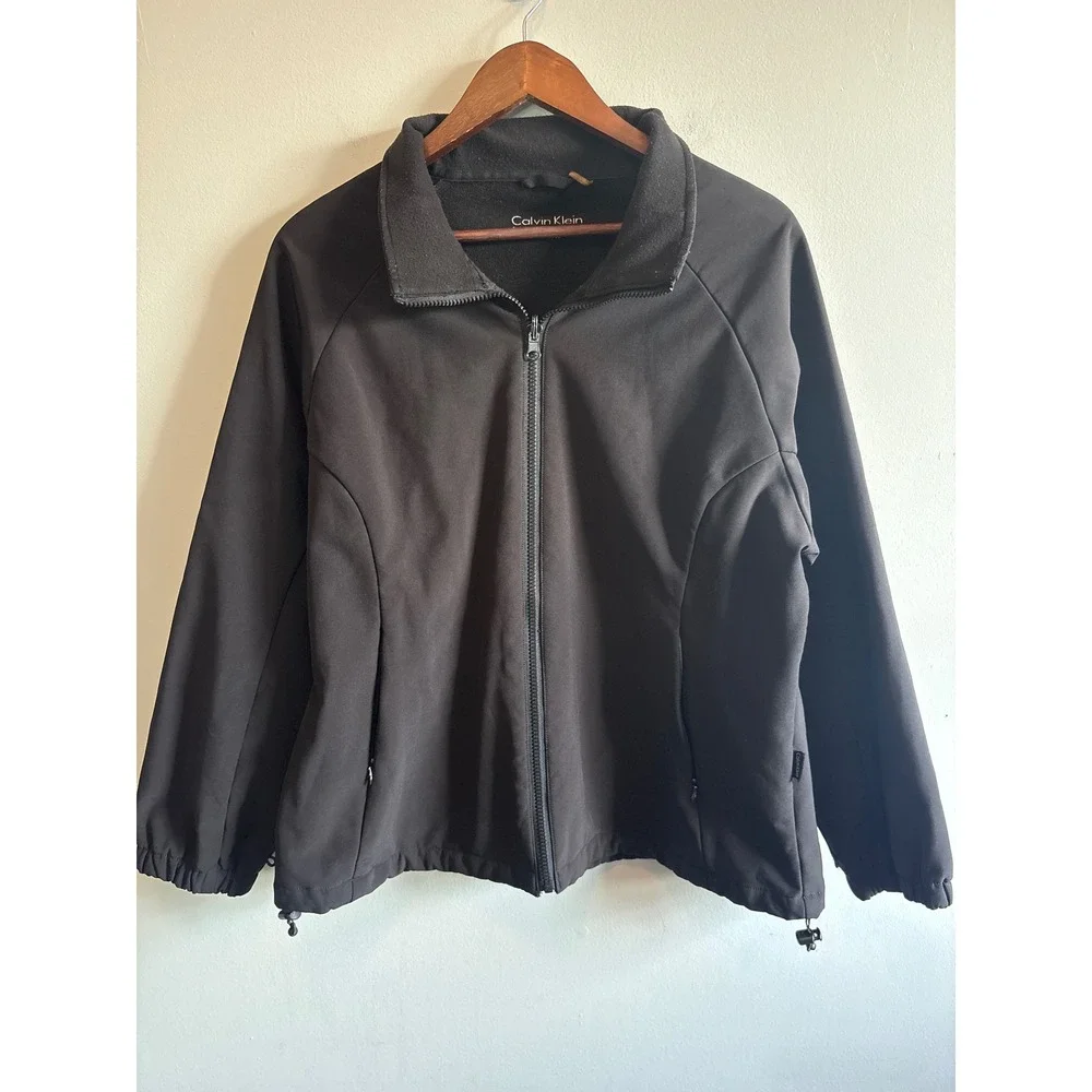 Calvin Klein Performance Womens Black Softshell Fleece Lined Full Zip Jacket XL